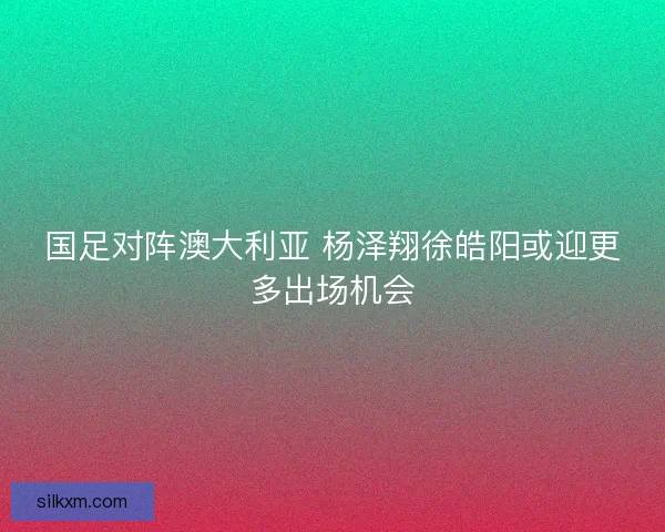 国足对阵澳大利亚 杨泽翔徐皓阳或迎更多出场机会